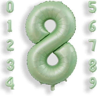 AULE 40 Inch Sage Green 8 Balloon Numbers Foil 0-9 Birthday Big Numbers | by AULE