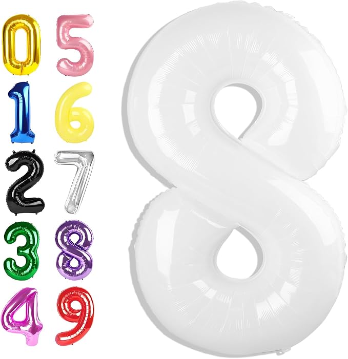 Number Balloons 40 Inch White 7 Balloon by Argthjy