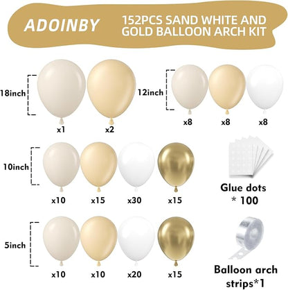 Sand White Gold Balloon Arch Kit - Image 2