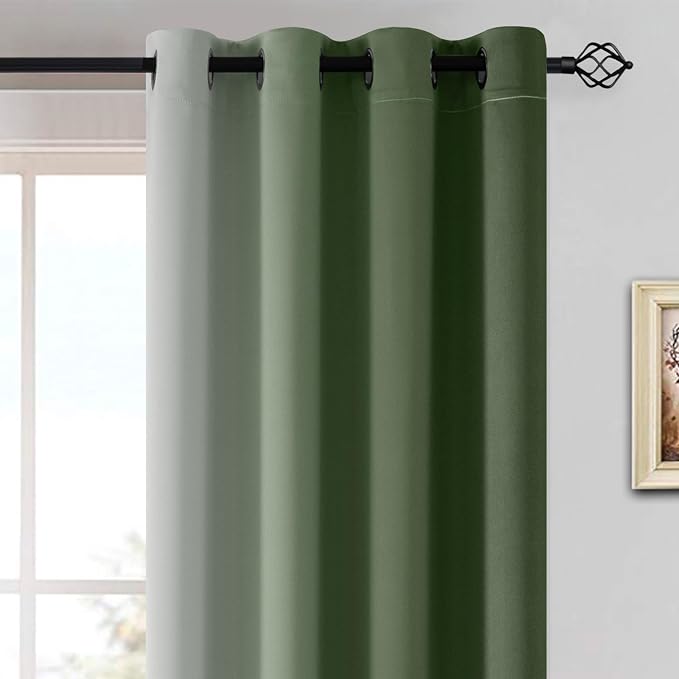 Yakamok Ombre Curtains Sage Green and Greyish White - Image 3
