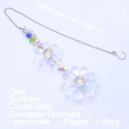 Crystal Flower Suncatcher Hanging Ornament, Rainbow Maker Window Sun Catcher - Image 2