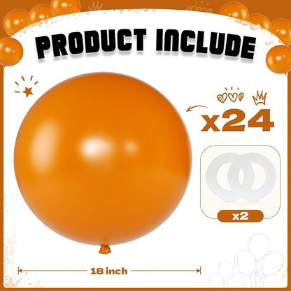 Burnt Orange Balloons 18 Inch 24 Pack Matte Helium Latex Round Balloons - Image 2