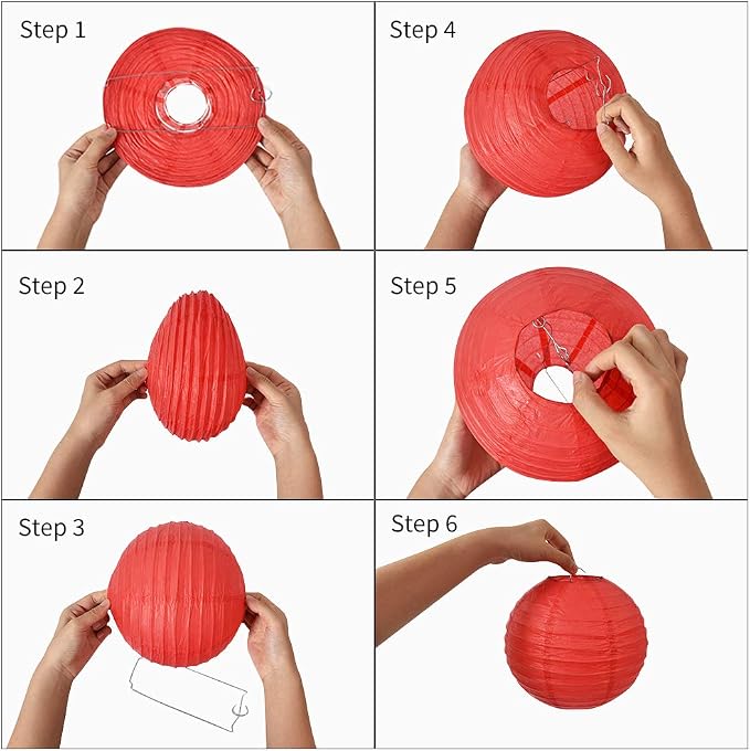 BEISHIDA Gold Paper Lanterns 10Pcs 4/6/8/10/12 Inch Round Chinese Lamp | Paper - Image 3