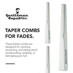 Gentlemen Republic Taper Comb for Fades, Blending and Men Hair Cuts – Soft Round Tips, Soft Touch, Strong Teeth with Strong Body – Made for Barbers, at-home Grooming and Styling