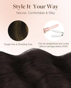 GOO GOO Invisi Edge Tape in Hair Extensions Human Hair, 2/6/2 Balayage Dark Brown to Chestnut Brown 10pcs injected with 10pcs classical tape ins, 22inch 50g, Virgin Remy Hair, Natural Look