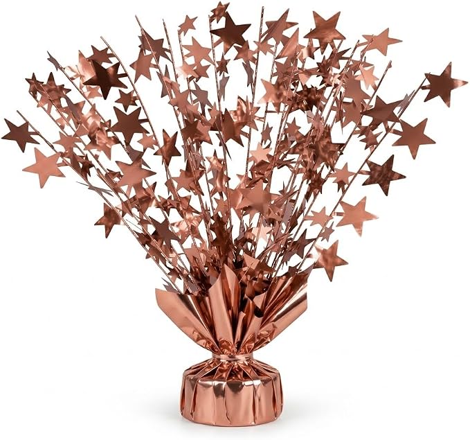 PMU Bursting Star Metallic Foil Spray Centerpiece- Metallic Rose Gold Balloon by PMU