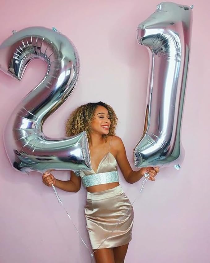 Large Number Balloons 40 Inch Silver 2 Balloon - Image 2
