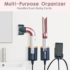 Curling Iron Holder Wall Mount, Premium Organizer for Dyson Airwrap Holder and Flat Iron Holder Wall Mount, Durable Aluminum & Plastic, Modern Space-Saving Storage for Bathroom Vanity, 3M Adhesive