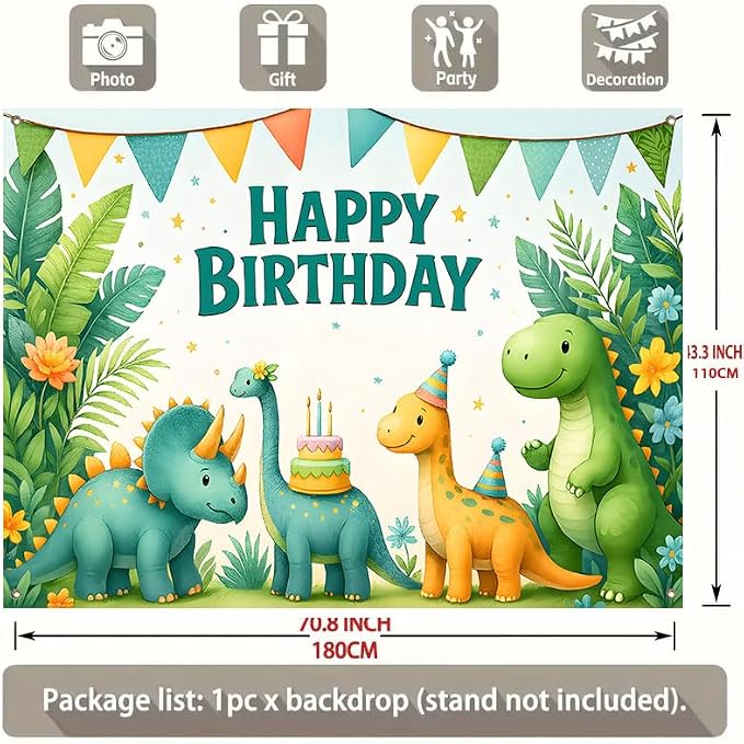 Dinosaur Birthday Decorations Banner 71x43 Inch, Large Dinosaur Birthday Party - Image 9