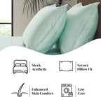 Luxury Bamboo Market |King Envelope Pillowcase Set | 100% Viscose Made from Bamboo | Organically Grown | Ultra Soft | Cooling | 2pcs [Coastal Green]
