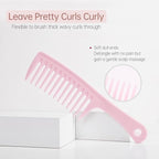 Wide Tooth Comb for Women Curls Styling, Pink Large Hair Comb for Wet or Dry Use in Shower, Blow Drying, Travel - Hurt-Free Brushing on All Hair Types, 1 Pack