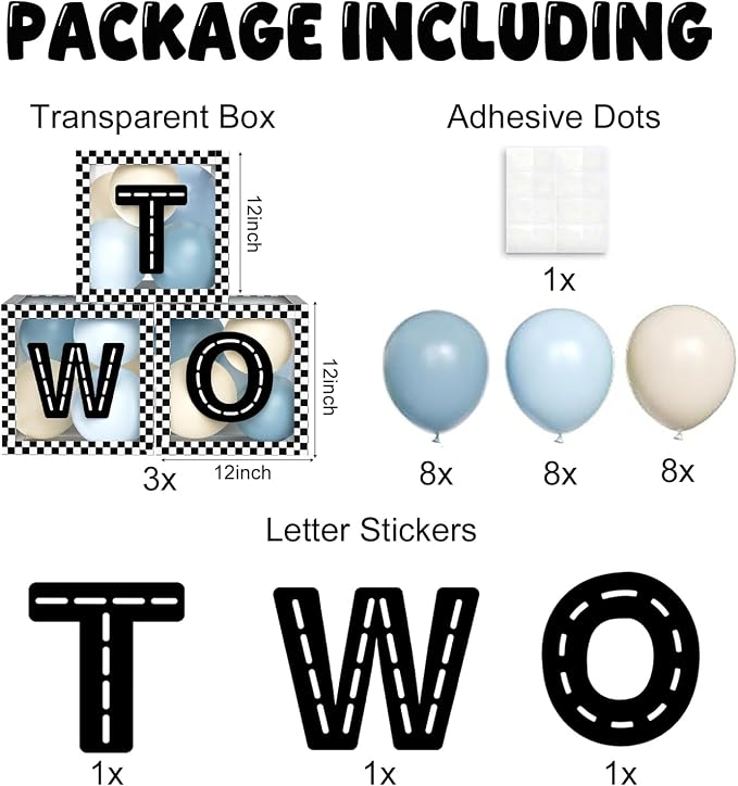 Two Fast Birthday Decorations for Boys, Race Car TWO Boxes - Image 2