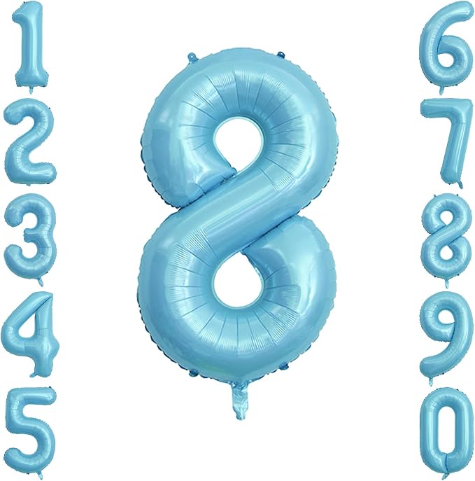 Pearlescent Blue Number 8 Balloon 40 Inch, Large Light Blue Mylar Foil Balloon by Unknown