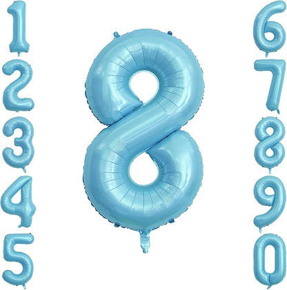 Pearlescent Blue Number 8 Balloon 40 Inch, Large Light Blue Mylar Foil Balloon by Unknown