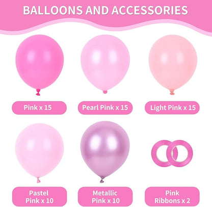 RUBFAC Pink Balloons Set, Metallic Pearl Pastel Light Pink Party Balloons 12 - Image 2