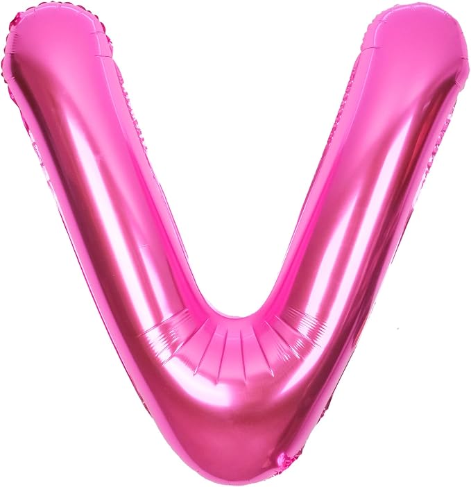 SUWEN 40 Inch Hot Pink Large V Letter Balloons Big Foil Helium Letter A-Z | by SUWEN
