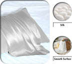 Mulberry Silk Pillowcase for Hair and Skin Pillow Case with Hidden Zipper Soft Breathable Smooth Cooling Silk Pillow Covers for Sleeping (Silver Grey, King（20"X 36"）)