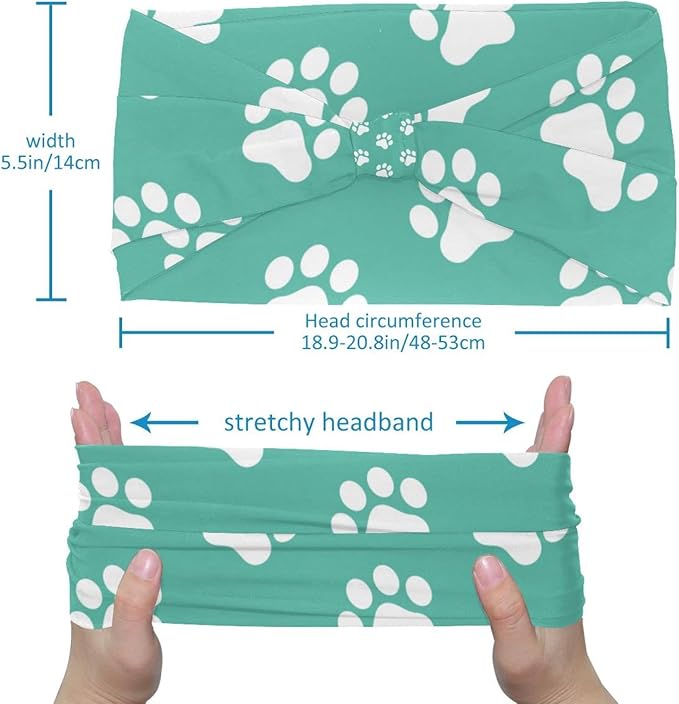 6 Pcs Stretchy Headbands for Women, Absorbed Sport Headband Soft Twist Knotted Headbands for Daily Life Yoga Workout, Dogs Collection Multi Animal