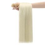 YoungSee U Tips Hair Extensions Real Human Hair Blonde Utip Real Hair Extensions Platinum Blonde 20 Inch K Tips Hair Extension Human Hair Hot Fusion Ktip Extension For Women 1G/S 50G