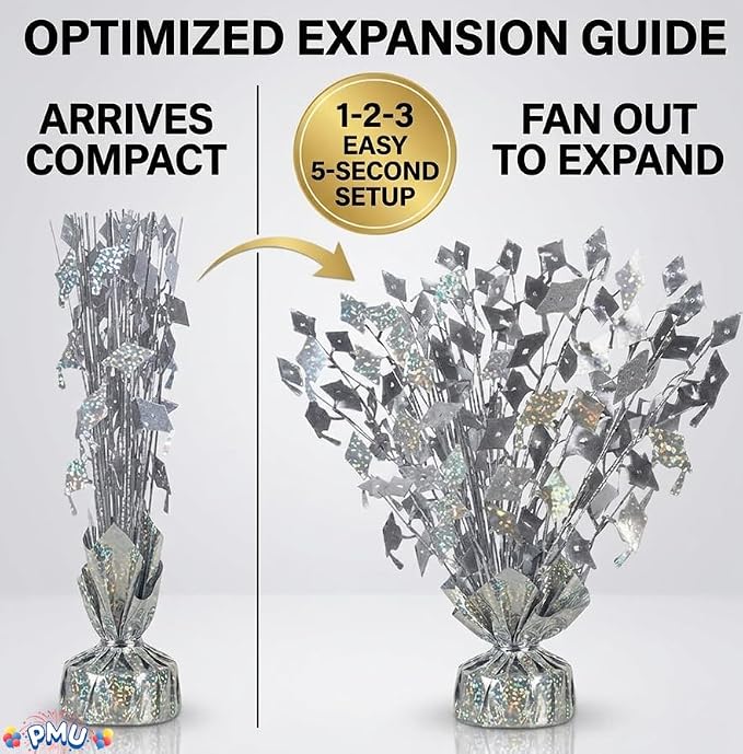 PMU Silver Graduation Balloon Weights, Graduation Centerpieces - Image 5