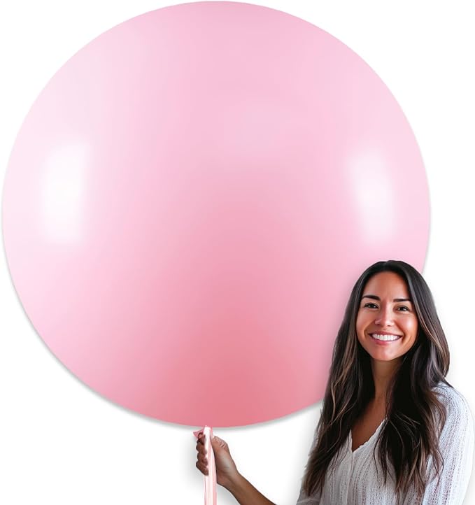 PartyWoo Baby Pink Balloons 4pcs Pastel Pale Light Pink Color | 36 Inch Balloons by PartyWoo