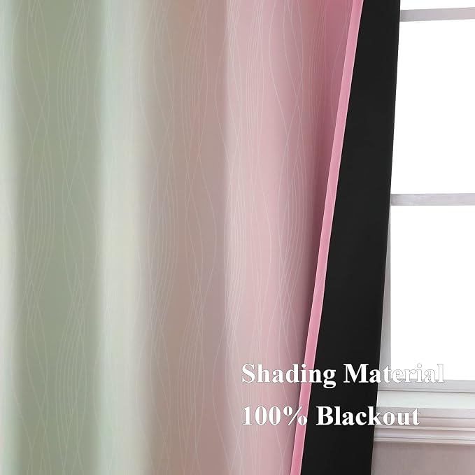 Sage Green and Pink Blackout Curtains 84 Inches Long - Image 5