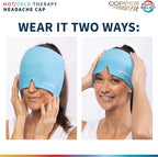 Copper Fit Rapid Relief PRO Migraine Headache Relief Cap, Soothing Ice Pack Mask Products, Cooling Gel Hat, Face Cold Compress Head Wrap for Tension, Stress, Sinus, Hangover– Class 1 Medical Device