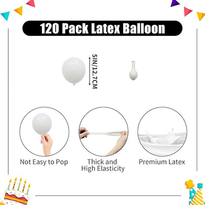 White Balloons - 5 inch 120pcs Latex - Round White Birthday Balloon, Helium - Image 2