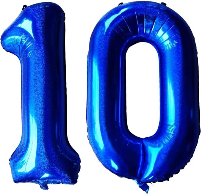 Laser Navy Blue Number 10 Balloons 40 Inch Giant Number Dark Blue 10 Foil Mylar by COLORFULELVES
