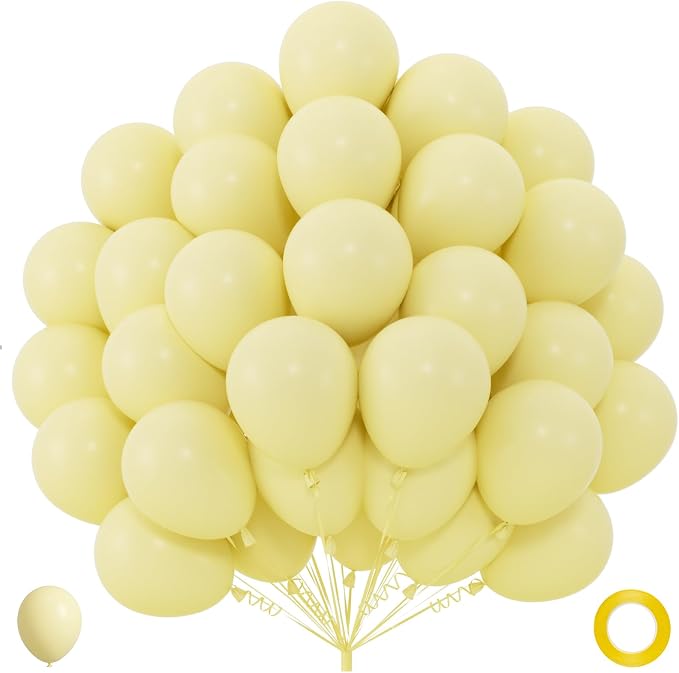 40pcs Pastel Yellow Balloons 12 Inch, Matte Light Lemon Yellow Balloons | Latex by ZizasAry