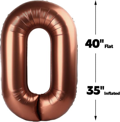 Dark Brown Number 0 Balloon 40 inch, 0th Birthday Party Balloons Decorations | - Image 3