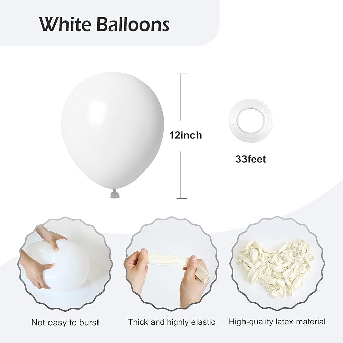 50 Pack White Balloons 12 Inch - Image 2