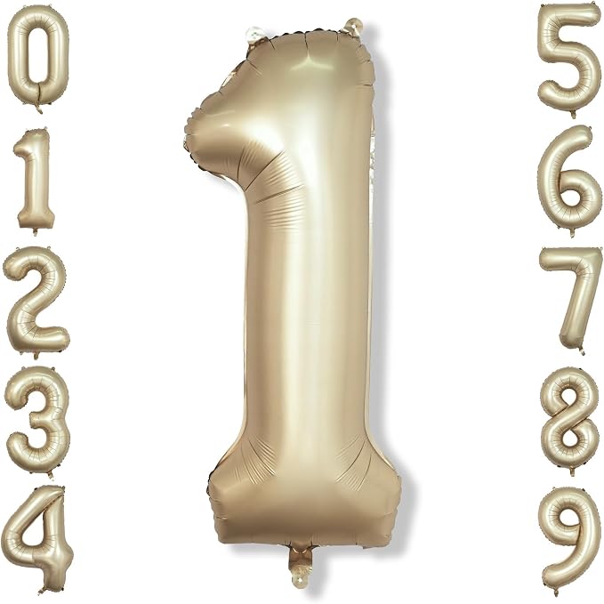 40 Inch Gold Number 1 Balloon for 1st Birthday Decoration, Metallic Light Gold by Isndare