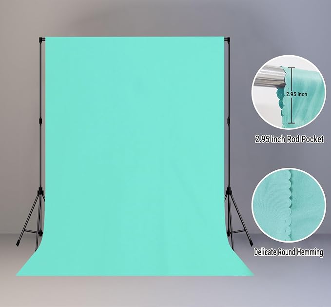 Turquoise Photography Backdrop for Photoshoot, Fabric 5x7ft | Polyester Studio - Image 2