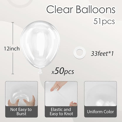 Clear Balloons 12 inch, Transparent Latex Balloons 50pcs Party Balloon - Image 2