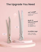 AIMIKE Extended Sectioning Hair Clips w/Built-in Silicone Band, 4.8" No-Crease Non-Slip Hair Styling Clips for Thick, Long Hair – Blow Drying,Hair Rollers, Rust-Free –6 Pack, OpalShell Duckbill Clips