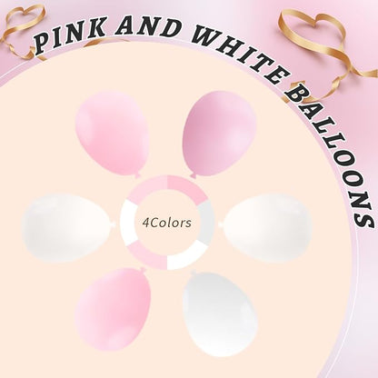 160Pcs 12 Inch Pink White Pastel Pearl Clear Latex Balloons - Image 3