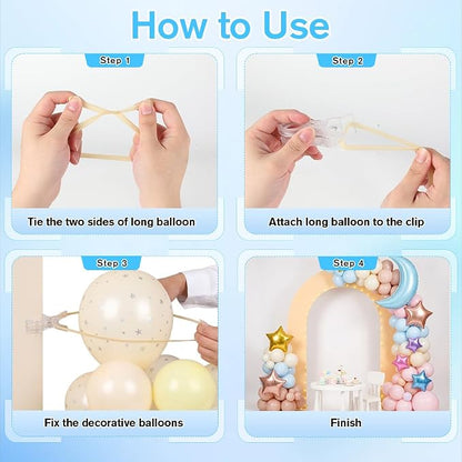 20Pcs Balloon Clips with 200Pcs Long Balloons, 3.5" Transparent Plastic - Image 6