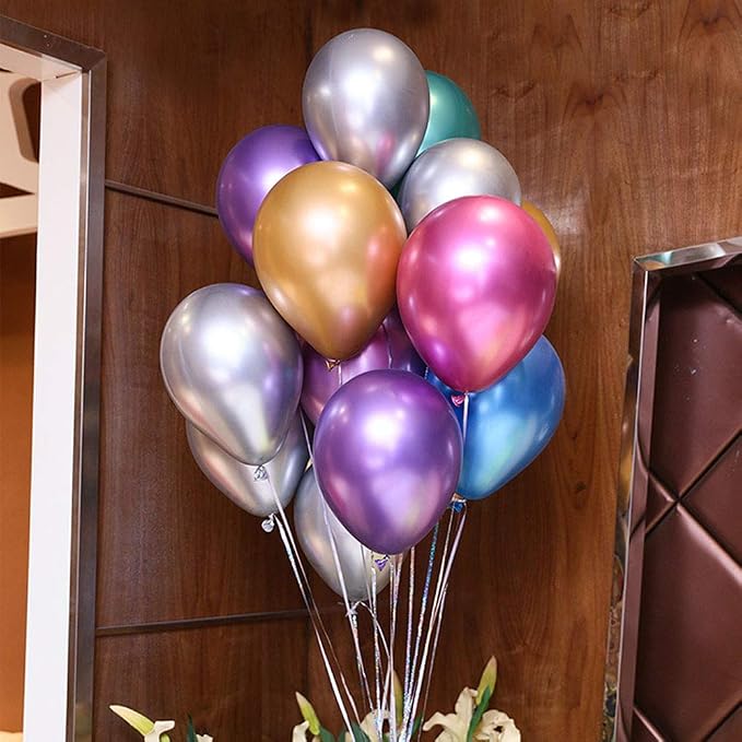 Metallic Balloons 12 inch, Colorful Chrome Shiny Party Balloons | Latex Globos - Image 9
