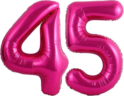 40 Inch Hot Pink 45 Balloons Giant Number 45 Balloons Hot Pink 45 Birthday by LHOAVWE