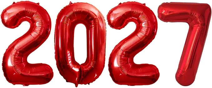 Red 2027 Foil Number Balloons for 2027 New Year Eve Festival Party Supplies by GOER