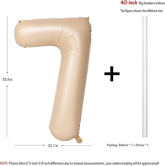 40 In Caramel Number Balloons Helium Foil Mylar latex Balloon Digital 7 | - Image 3