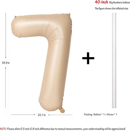 40 In Caramel Number Balloons Helium Foil Mylar latex Balloon Digital 7 | - Image 3
