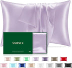 Mulberry Silk Pillowcase for Hair and Skin, SGMSILK 22 Momme Natural Silk Pillow Cases with Zipper, 6A Soft and Smooth Single Sided Pure Silk Pillow Cover (Light Purple, Queen 20"x30")