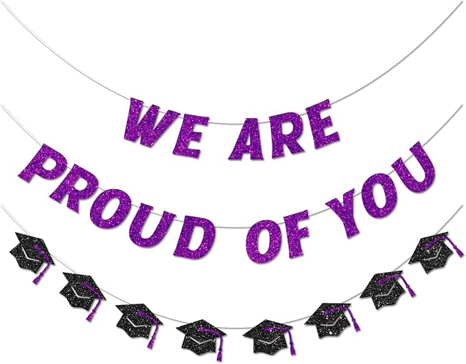 We Are So Proud of You Banner Pre-strung Purple Graduation Decorations Class of by Vofrise