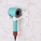 Hair Dryer Holder, Aluminum Alloy Blow Dryer Holder with Adhesive/Screw Installation, Universal Hair Dryer Wall Mount Compatible with Dyson Hairdryer Holder for Bathroom White UEMUSI
