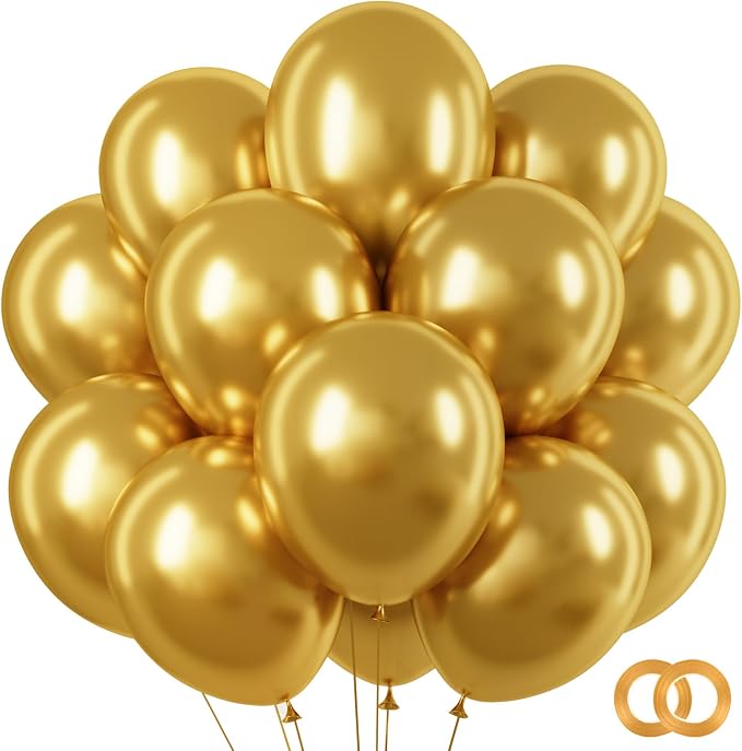 RUBFAC Metallic Gold Balloons 65pcs, 12 Inch Party Balloon by RUBFAC