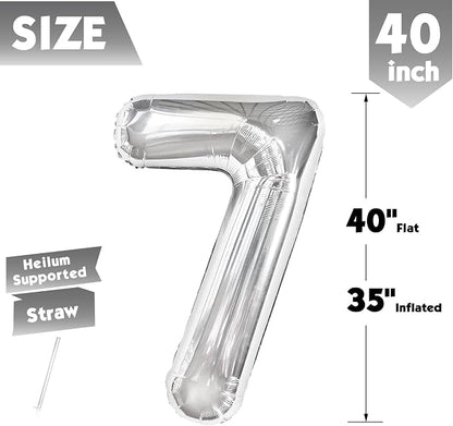 40 Inch Silver Number 7 Balloon Birthday Party Decorations - Image 5