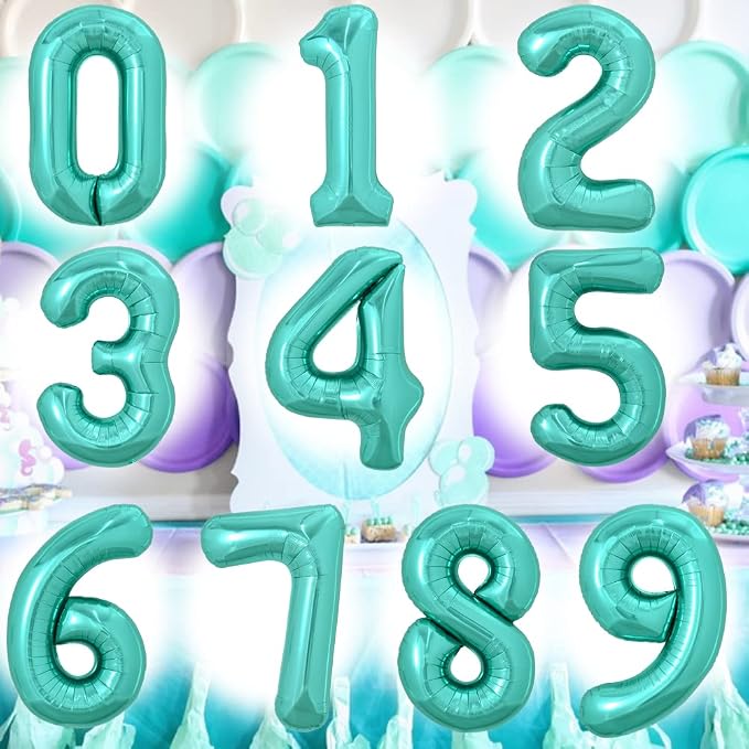 TONIFUL 40 Inch Large Teal Blue Number Balloons, Giant Jumbo Helium Foil Mylar - Image 3