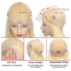 613 Blonde Human Hair Wigs 13X6 HD Transparent Lace Front Body Wave Wigs with Baby Hair for Black Women Pre Plucked Brazilian Virgin Hair Wig 180% Density 22 Inch